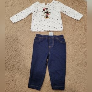 Minniw Mouse Blue Denim Baby Shirt And Pants